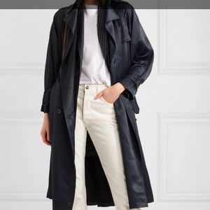 Vince Italian satin with a fluid drape. Trench coat NWOT